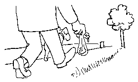 Cartoon - Carrying my poop bag.  2kb