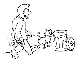 About to throw the bag into garbage can.  3kb