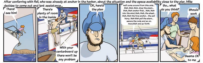 must anchor under sail alone