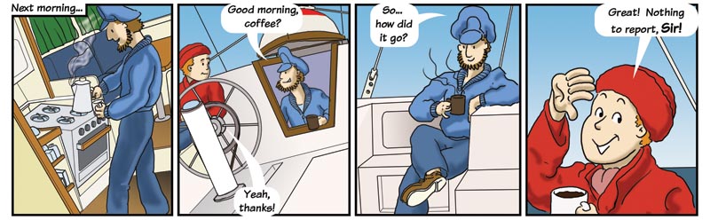 daybreat aboard the boat